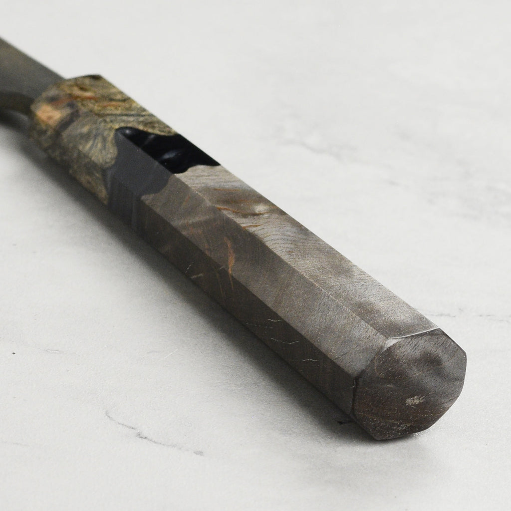Hatsukokoro Shinkiro Aogami Super Kurouchi Damascus 5.9" Petty, Stabilized Birch