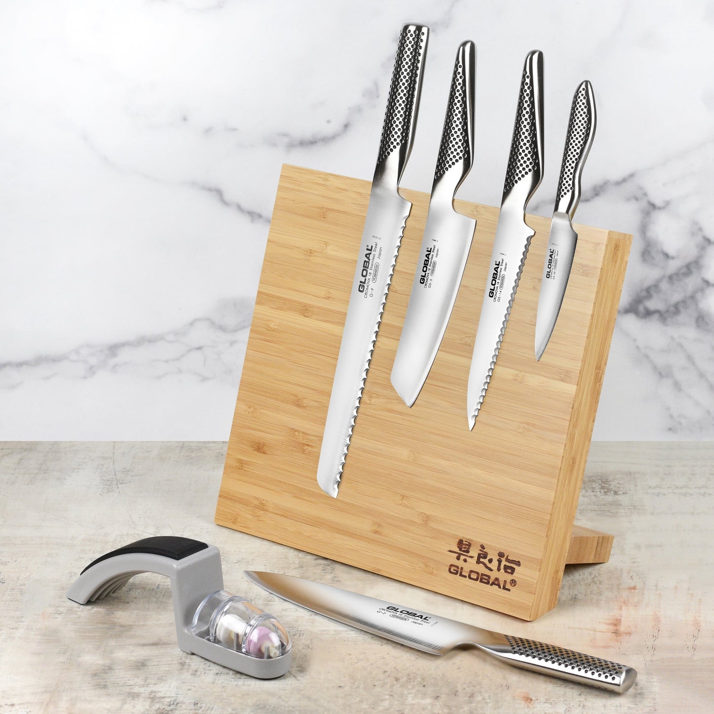Global 6 Piece Magnetic Easel Knife Set with Bonus Sharpener