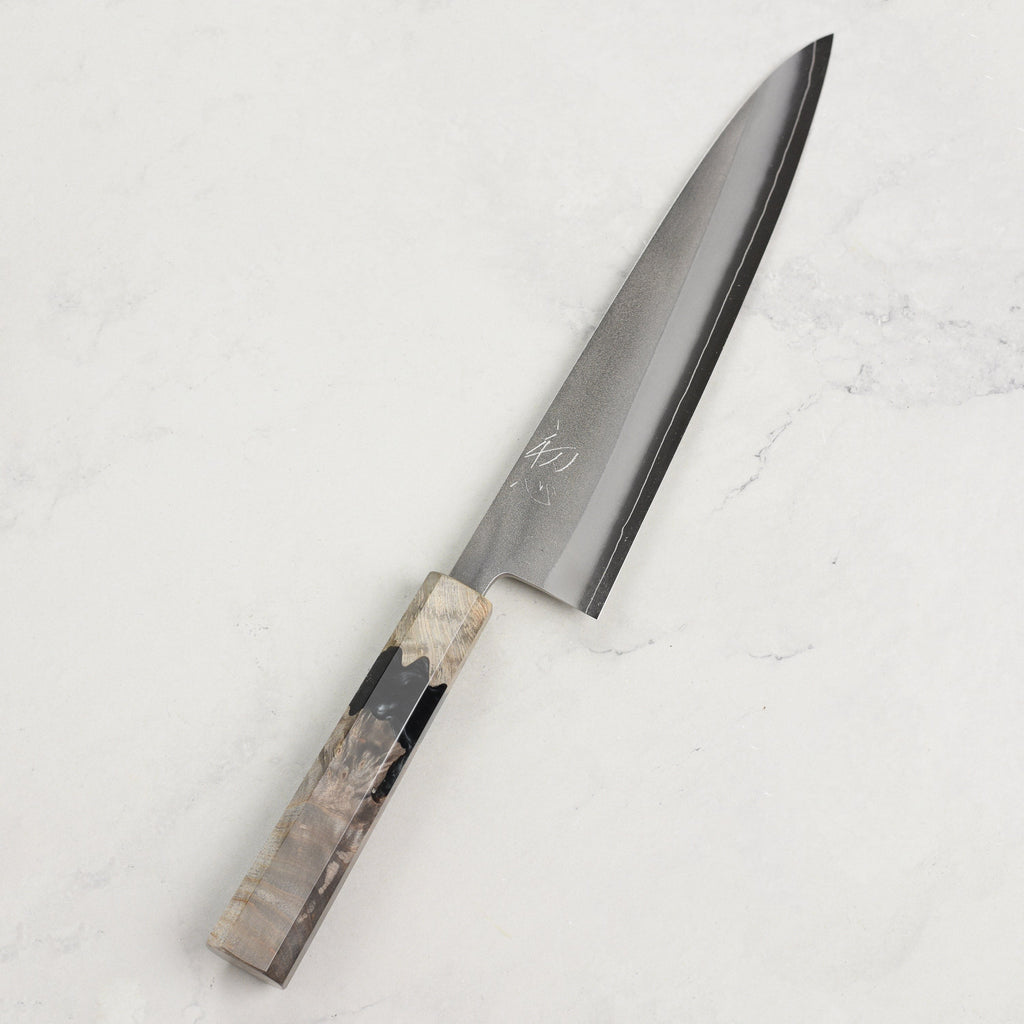 Yoshikane SKD Nashiji Stainless Clad 8.25" Gyuto, Stabilized Birch