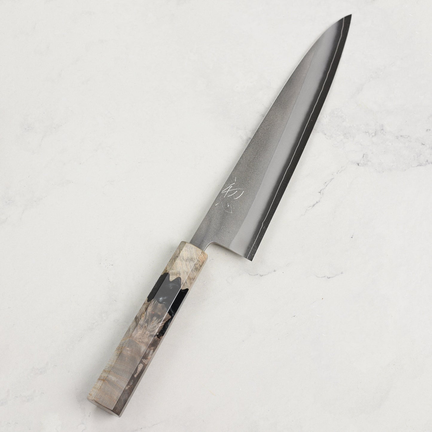 Yoshikane SKD Nashiji Stainless Clad 8.25" Gyuto, Stabilized Birch