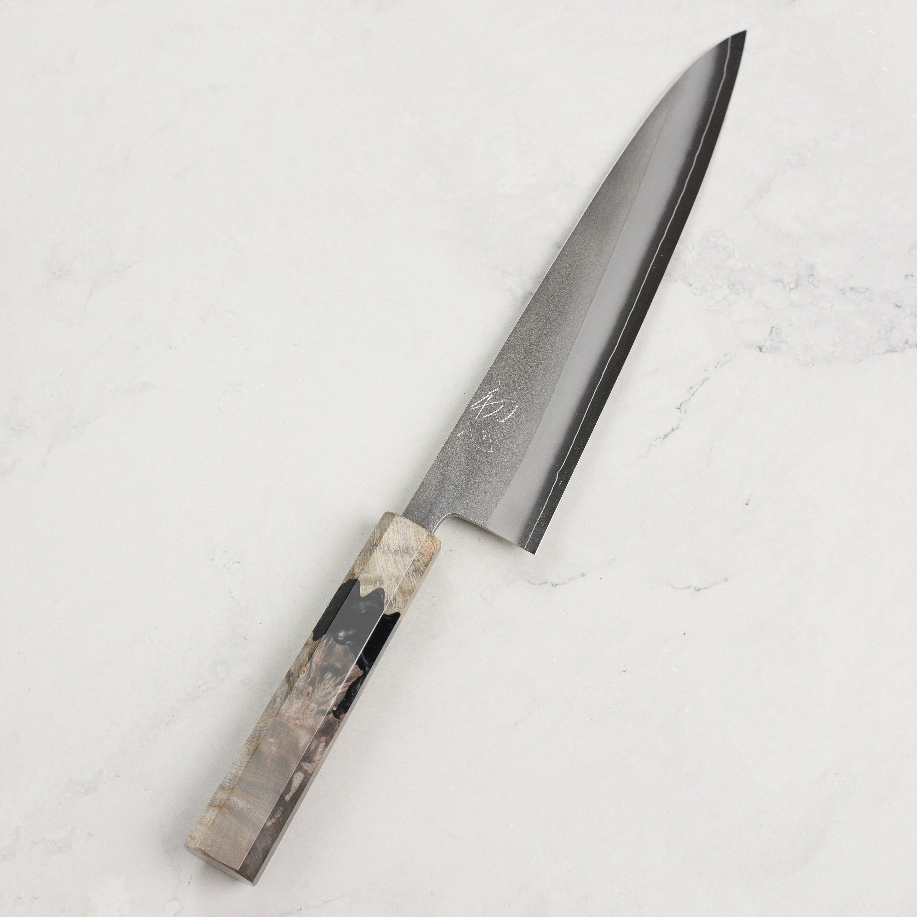 Yoshikane SKD Nashiji Stainless Clad 8.25" Gyuto, Stabilized Birch