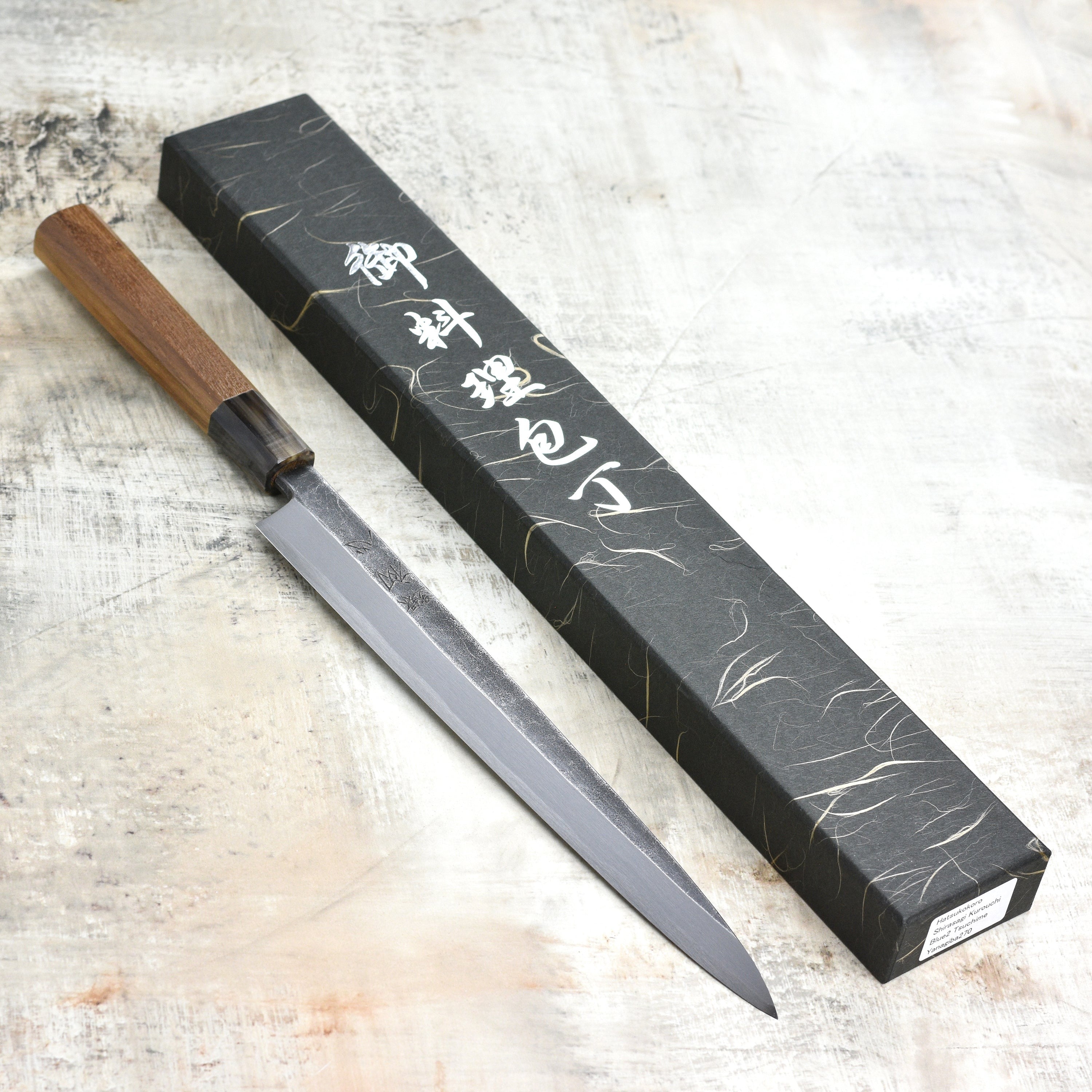 Hatsukokoro Shirasagi Aogami #2 Kurouchi Single-Bevel 10.6" Yanagiba