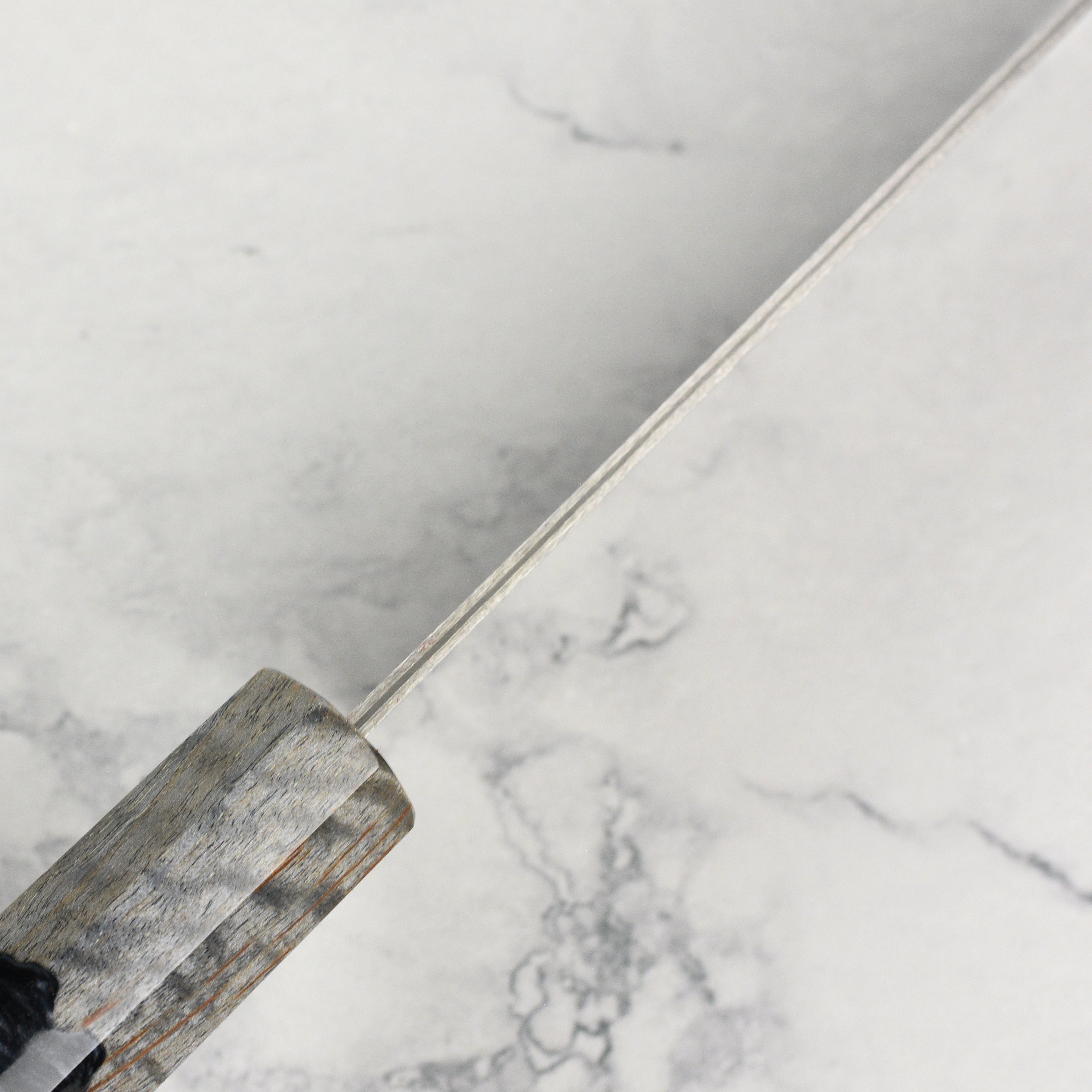 Saji SG2 Black Damascus 6.7" Bunka, Stabilized Birch