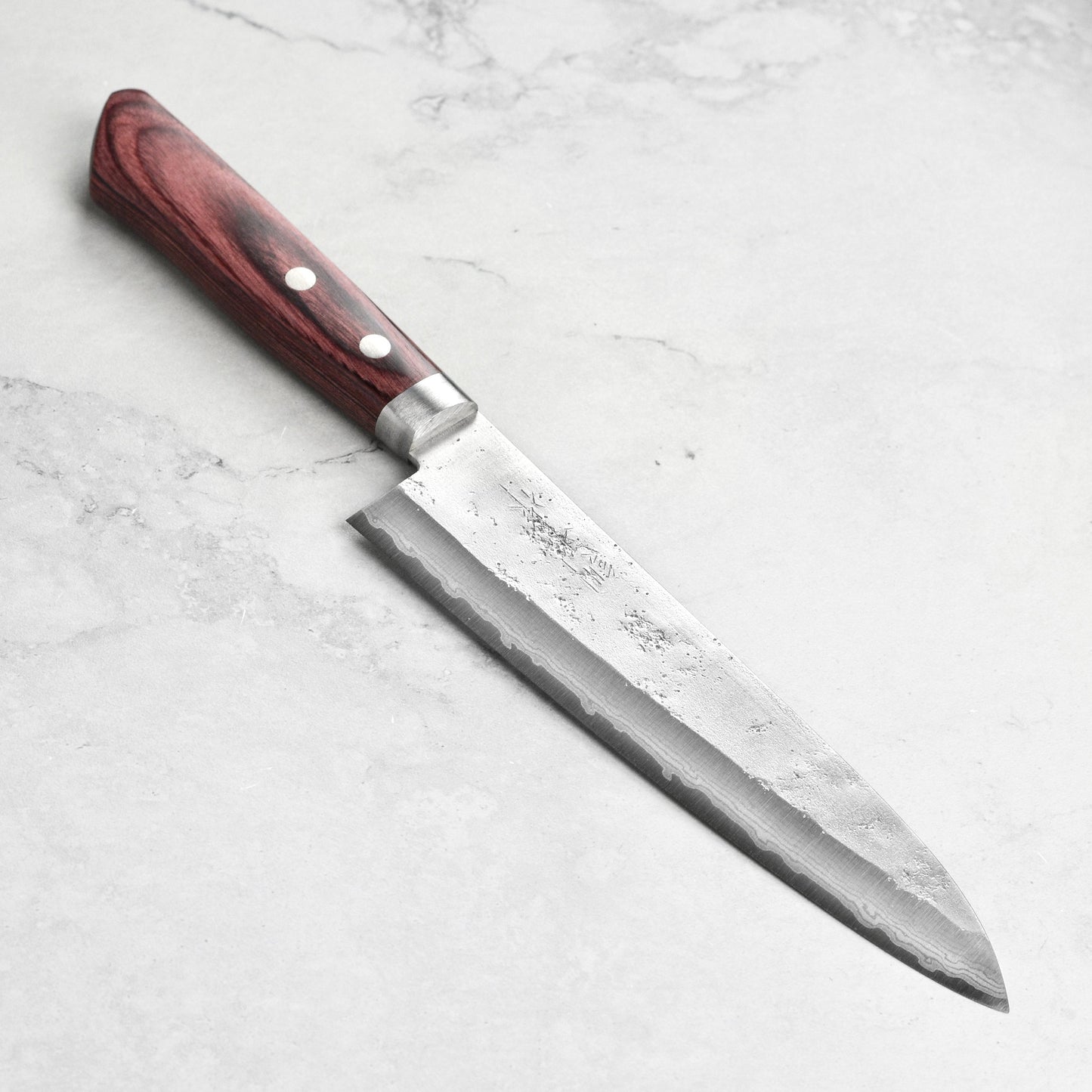 Masutani VG10 Damascus Nashiji 7" Gyuto, Red Handle