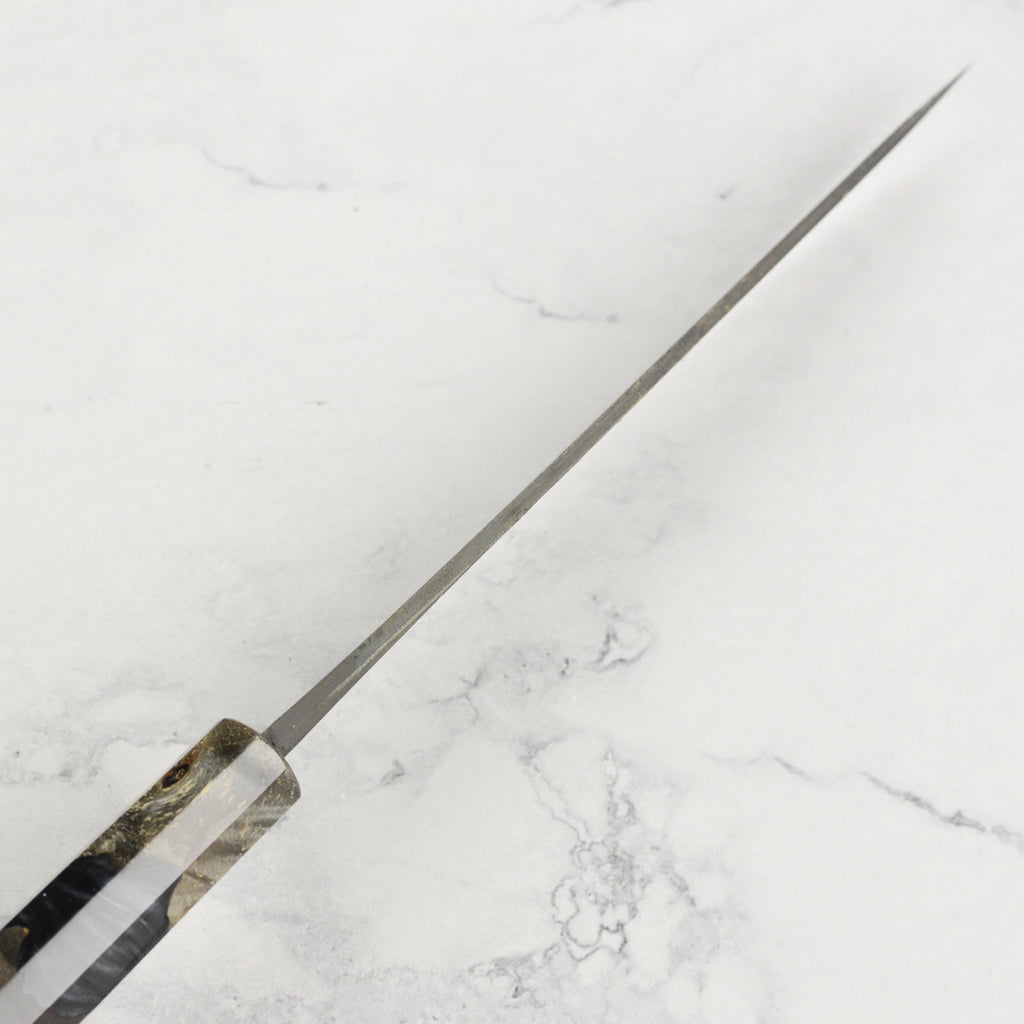 Hatsukokoro Shinkiro Aogami Super Kurouchi Damascus 5.9" Petty, Stabilized Birch