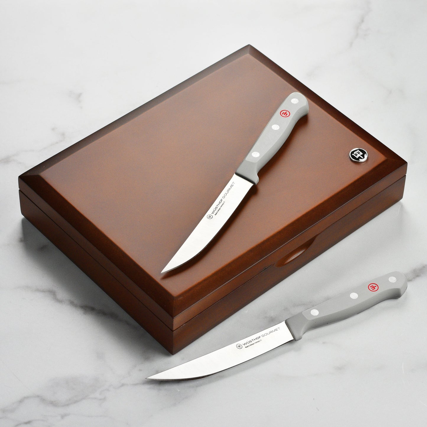 Wusthof Gourmet 8 Piece Steak Knife Set with Case, Grey Handles